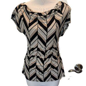 7th Ave New York & Company Chevron Cowl Neck Cap Sleeve Top XS